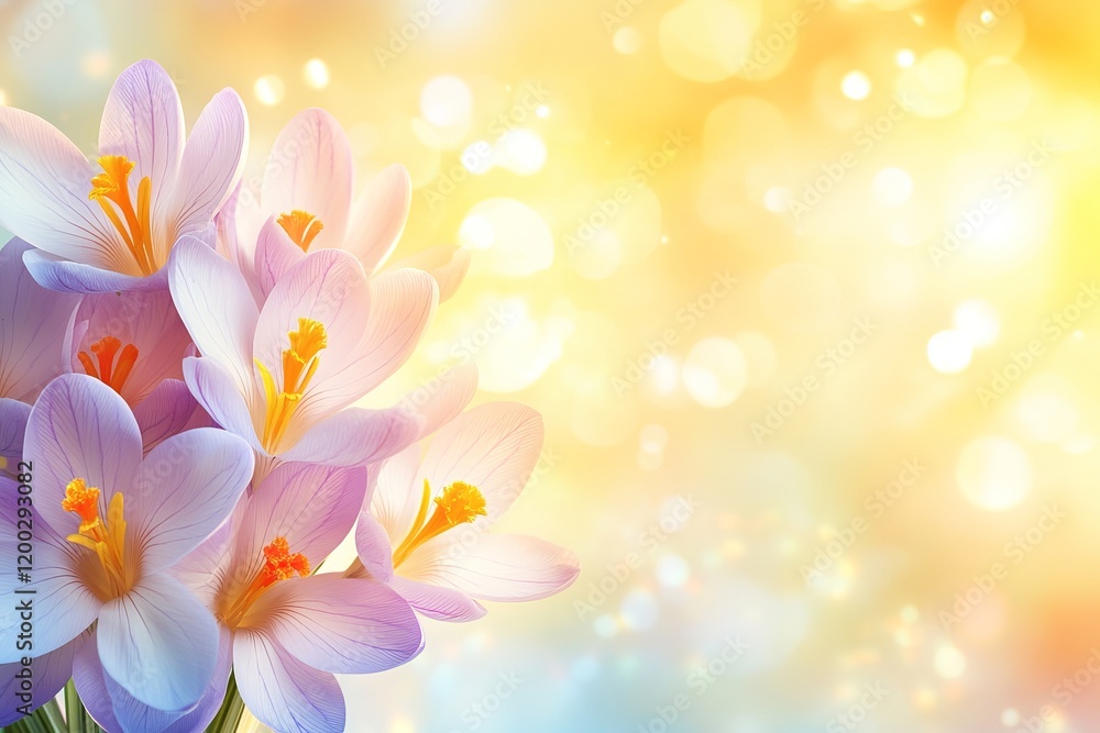 A close-up of bright spring crocus flowers outdoors A close-up of bright spring crocus flowers outdoors