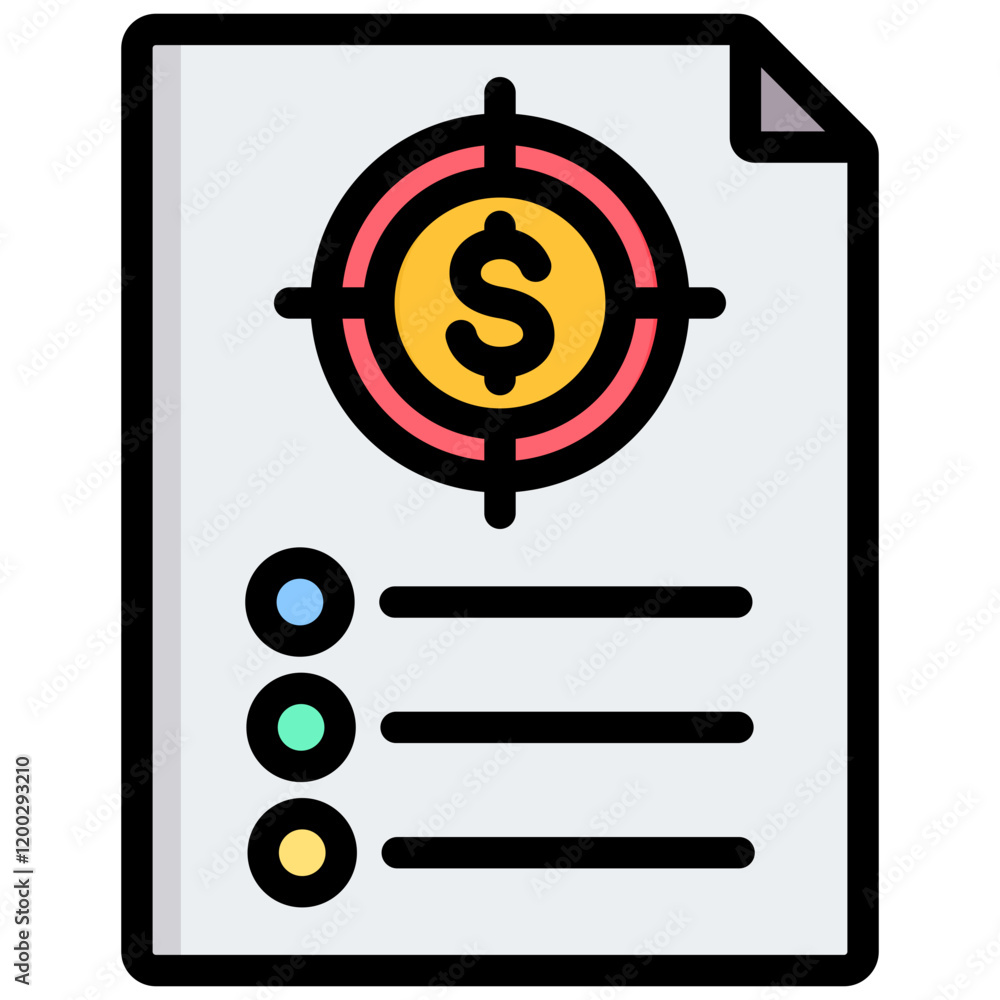 Financial Goal Outline Color Icon Financial Goal Outline Color Icon