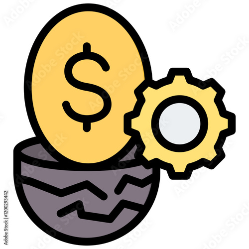 401K Plan Outline Color Icon