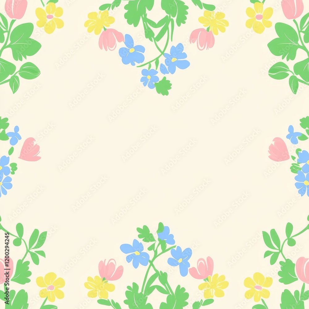 Seamless pattern featuring floral design and hand-drawn elements Seamless pattern featuring floral design and hand-drawn elements