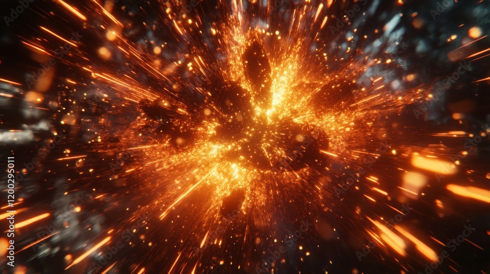 Futuristic data explosion with glowing rays for sci-fi or high-speed travel themes Futuristic data explosion with glowing rays for sci-fi or high-speed travel themes