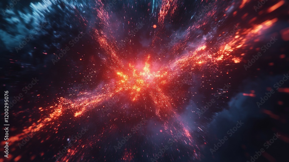Futuristic data explosion with glowing rays for sci-fi or high-speed travel themes Futuristic data explosion with glowing rays for sci-fi or high-speed travel themes