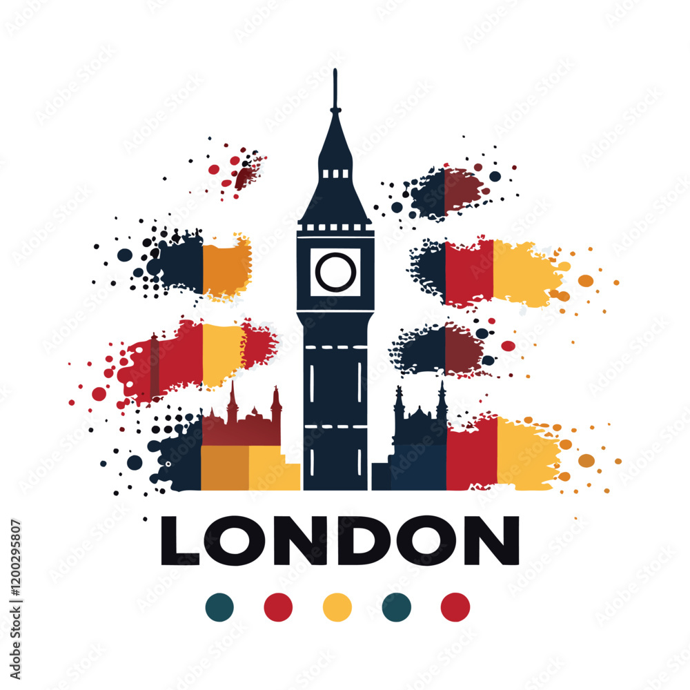 Obraz premium Abstract Big Ben Modern London Vibes tshirt design vector illustration