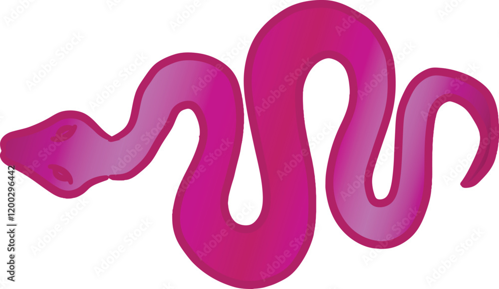 Hand drawn pink snake with gradient fill. Hand drawn pink snake with gradient fill.