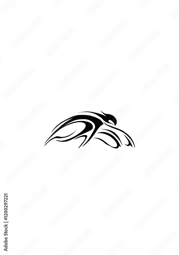 Abstract Bird Silhouette in Motion with Dynamic Curves and Flowing Lines on Transparent Background Abstract Bird Silhouette in Motion with Dynamic Curves and Flowing Lines on Transparent Background