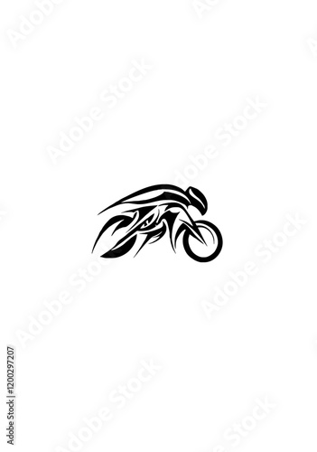 Abstract Motorbike Silhouette with Dynamic Curves and Speed Lines in Vector Style on Transparent Background