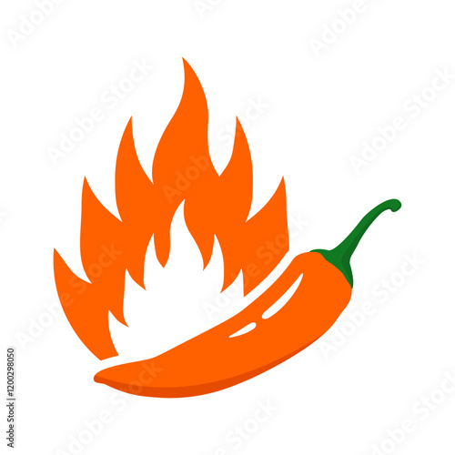 Hot level pepper with fire flame icon