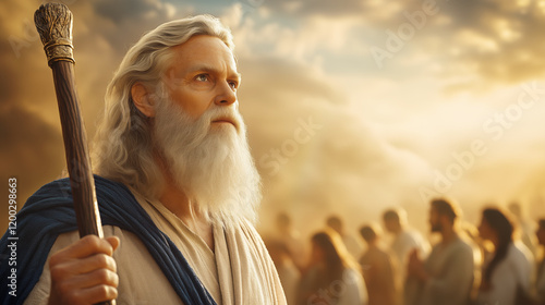 Portrait of Biblical Old Man. Prophet Moses or Noah photo