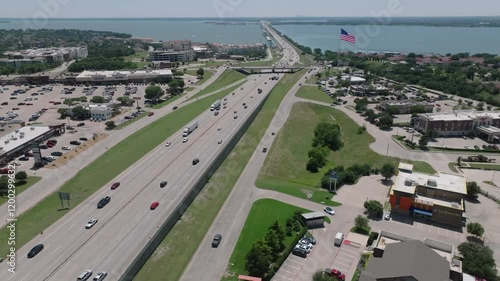 Rockwall Texas Interstate 30 drone aerial 4k 60fps