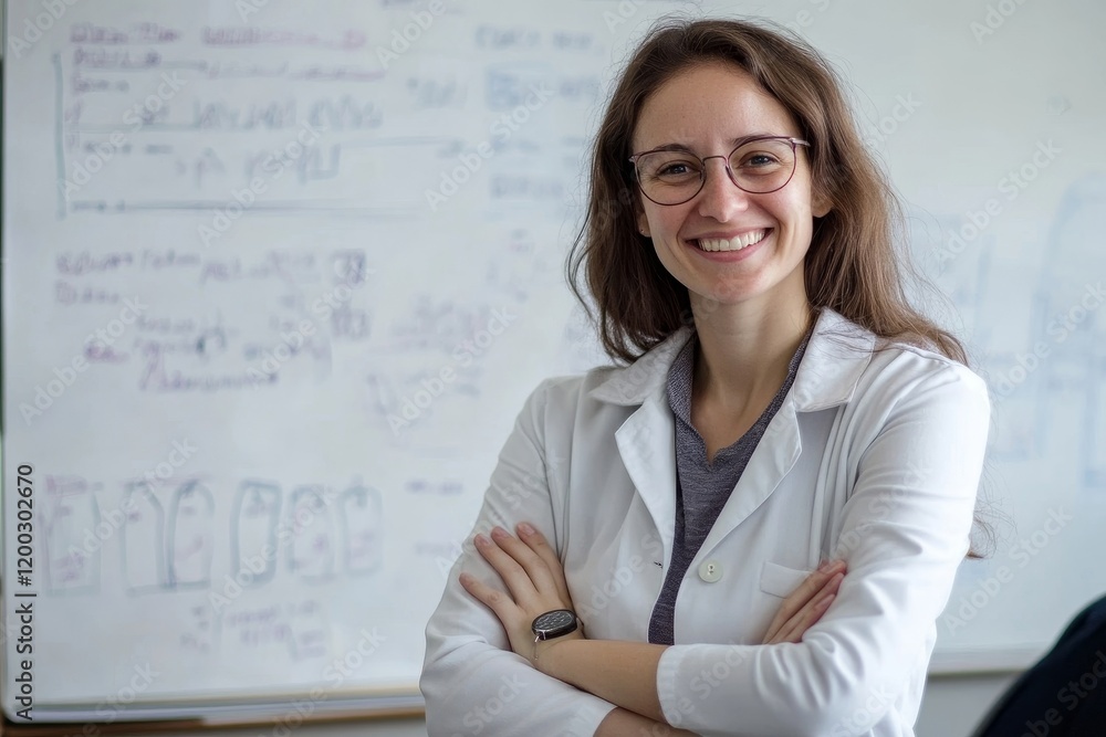 smiling teacher near the board, Generative AI smiling teacher near the board, Generative AI