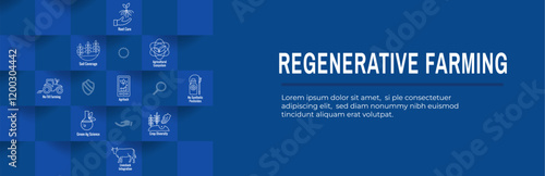 Sustainable Farming Icon Set with Maximize Soil Coverage with Integrate Livestock-Examples for Regenerative Agriculture Icon Set and Web Header Banner