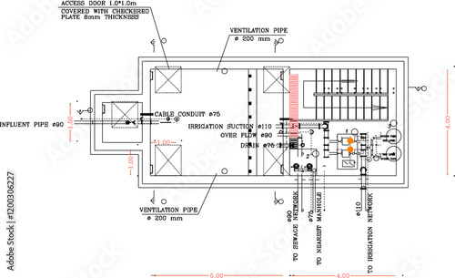 vector sketch illustration of water tank system construction silhouette design.eps