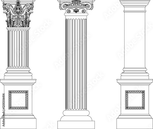 vector sketch illustration of the silhouette of a classic ethnic vintage column pillar design.eps