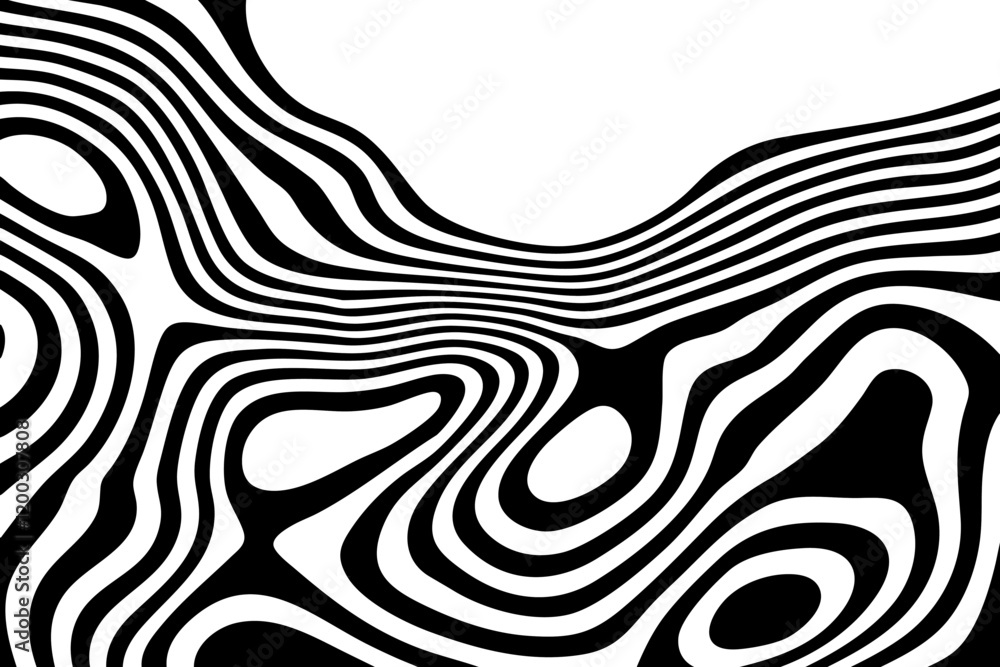 Black white wavy background optical illusion. Lines stripes pattern distortion ripple effect. Eps 10 Black white wavy background optical illusion. Lines stripes pattern distortion ripple effect. Eps 10