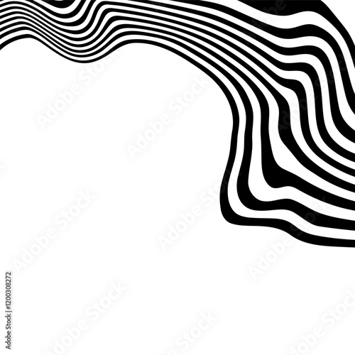 Abstract wave vector background. Stylized black White illusion. Modern graphic line art. Eps 10