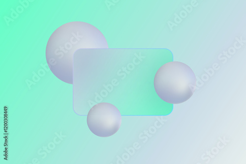 Pink blurry 3D spheres. c with Clear Glass Square Banner. Stylish banner. Eps 10