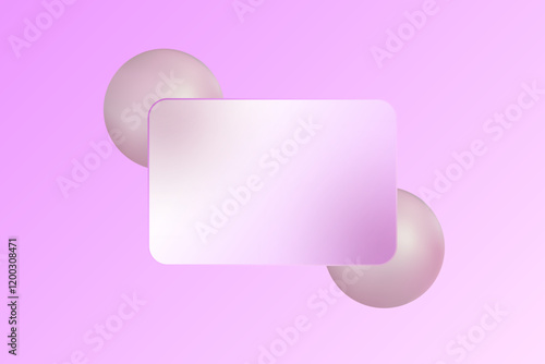 Purple blurry 3D spheres. c with Clear Glass Square Banner. Stylish banner. Eps 10