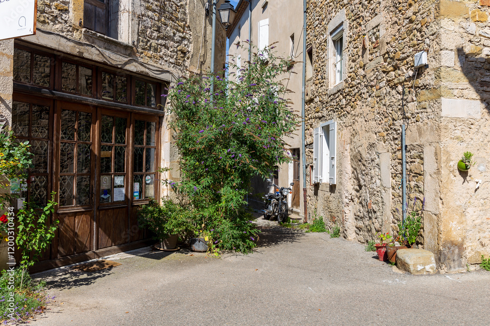 Obraz premium Saou, in the Drôme department, southeastern France, door of Provence. The town offers traditional architecture with its narrow medieval streets and houses under synclinal of Saoû mountain.