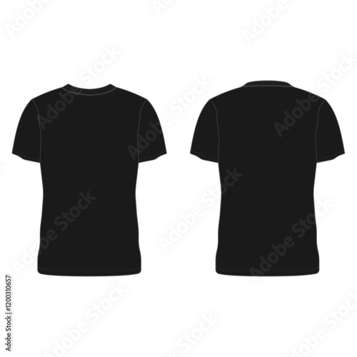 Blank Black T-shirt Template Mock-up, Front and back 