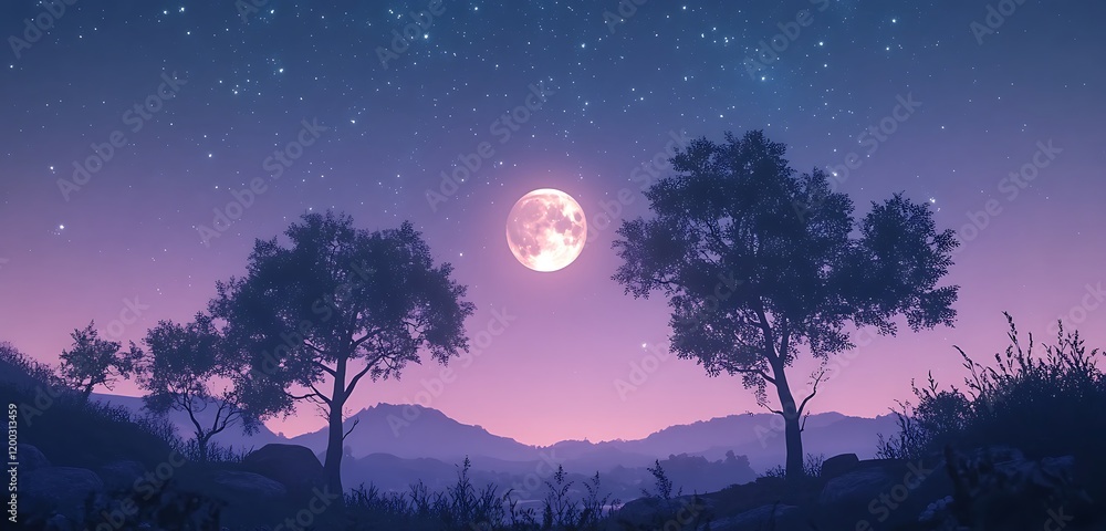 crescent moon and starry ocean sky crescent moon and starry ocean sky