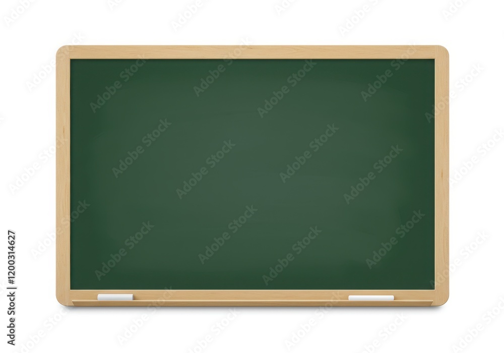 A rectangular green chalkboard with a light wooden frame featuring a clean and smooth surface isolated on white background A rectangular green chalkboard with a light wooden frame featuring a clean and smooth surface isolated on white background