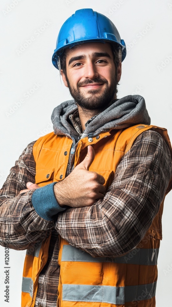 Confident Construction Worker with Safety Gear Confident Construction Worker with Safety Gear