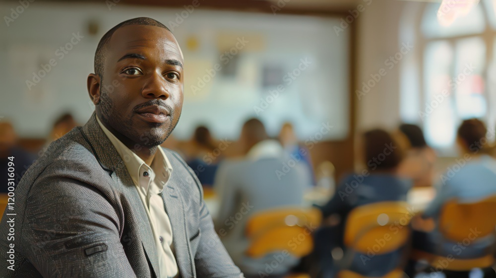 Obraz premium Close-up of a leadership trainer conducting a workshop on conflict resolution and mediation skills 