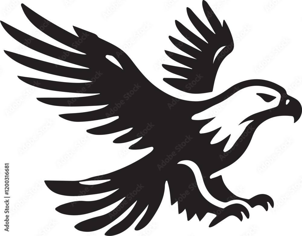 Obraz premium Eagle icon silhouette vector with white background