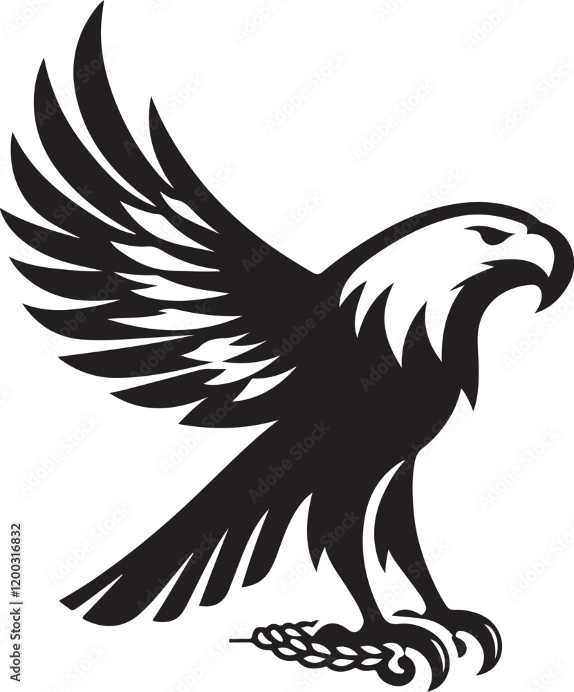 Obraz premium Eagle icon silhouette vector with white background
