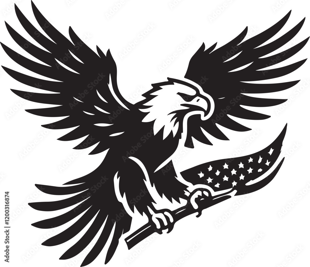 Obraz premium Eagle icon silhouette vector with white background