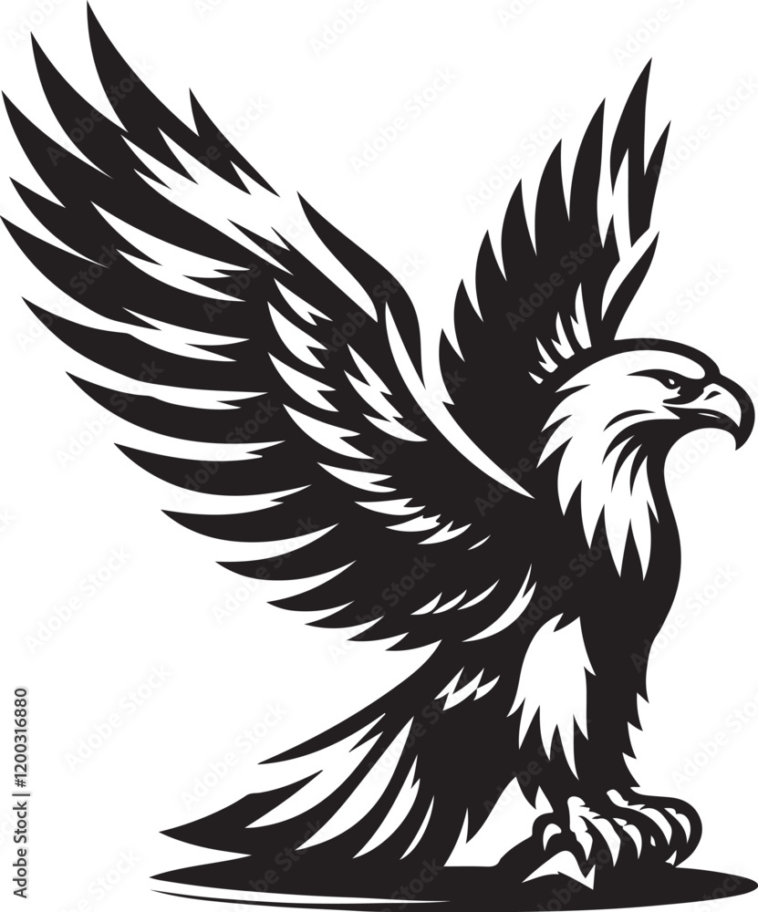 Obraz premium Eagle icon silhouette vector with white background