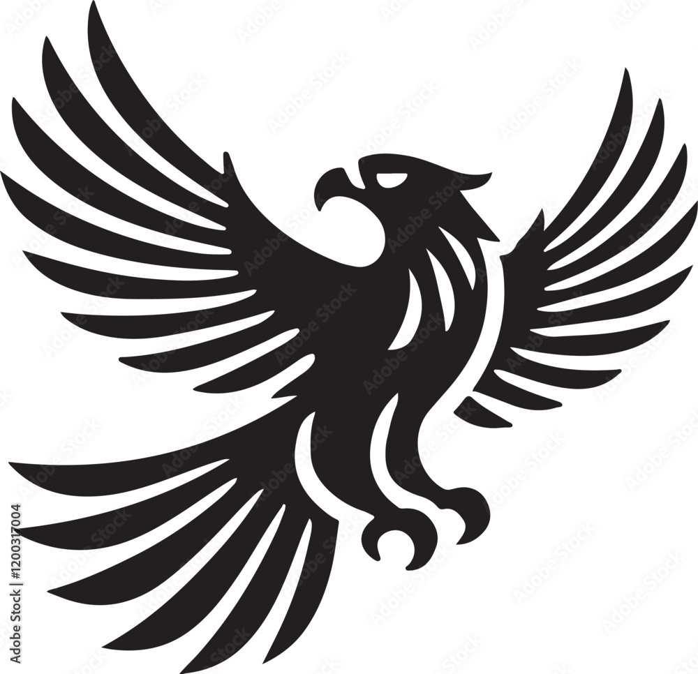 Obraz premium Eagle icon silhouette vector with white background