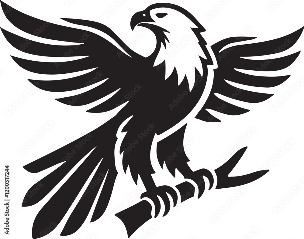 Obraz premium Eagle icon silhouette vector with white background