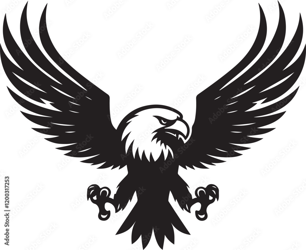 Obraz premium Eagle icon silhouette vector with white background