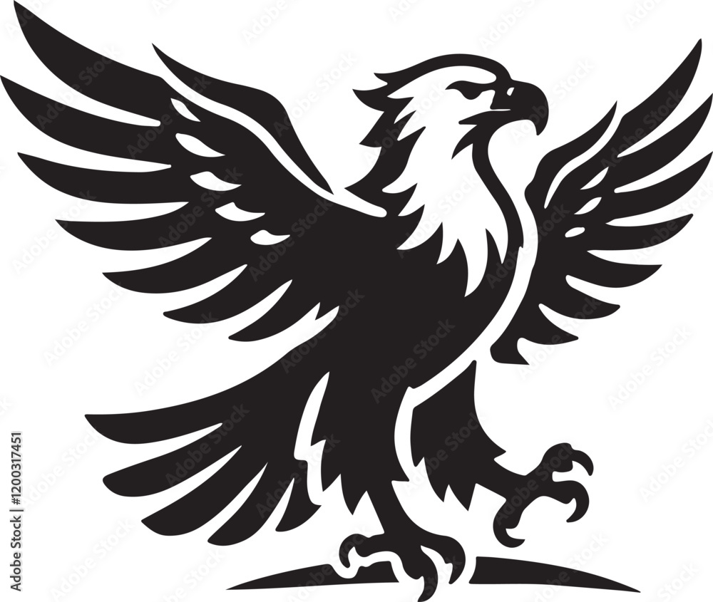 Fototapeta premium Eagle icon silhouette vector with white background
