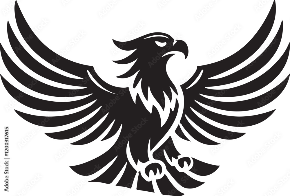 Obraz premium Eagle icon silhouette vector with white background