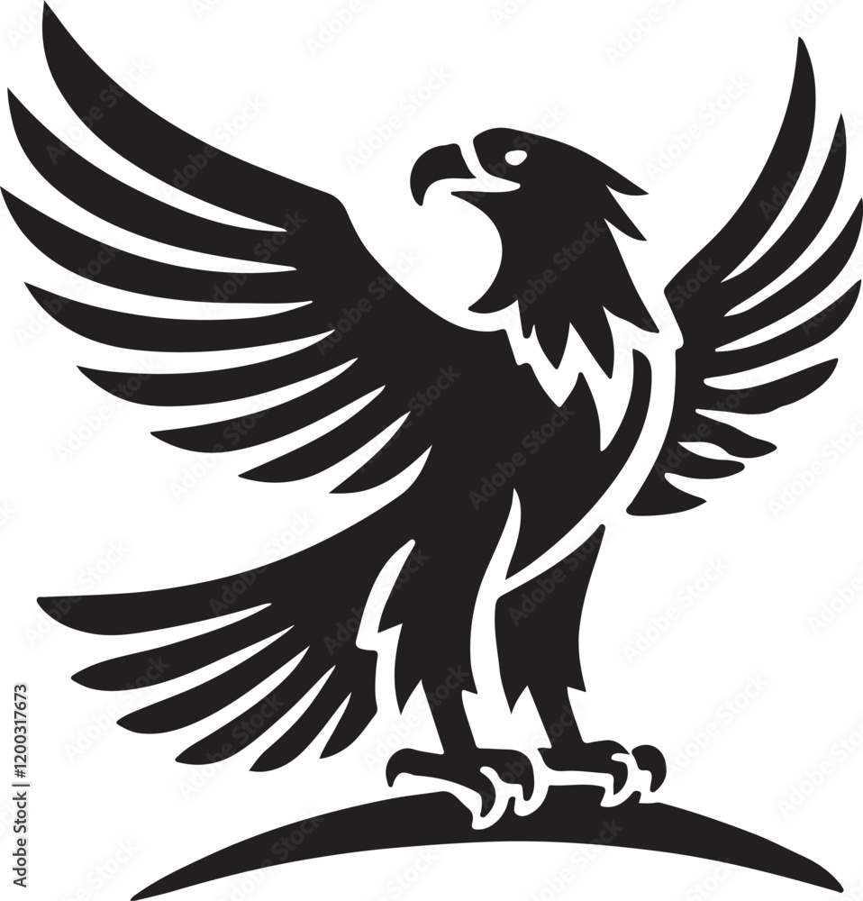 Fototapeta premium Eagle icon silhouette vector with white background