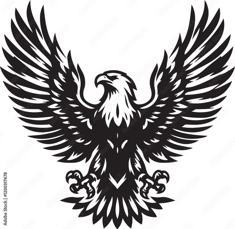 Obraz premium Eagle icon silhouette vector with white background