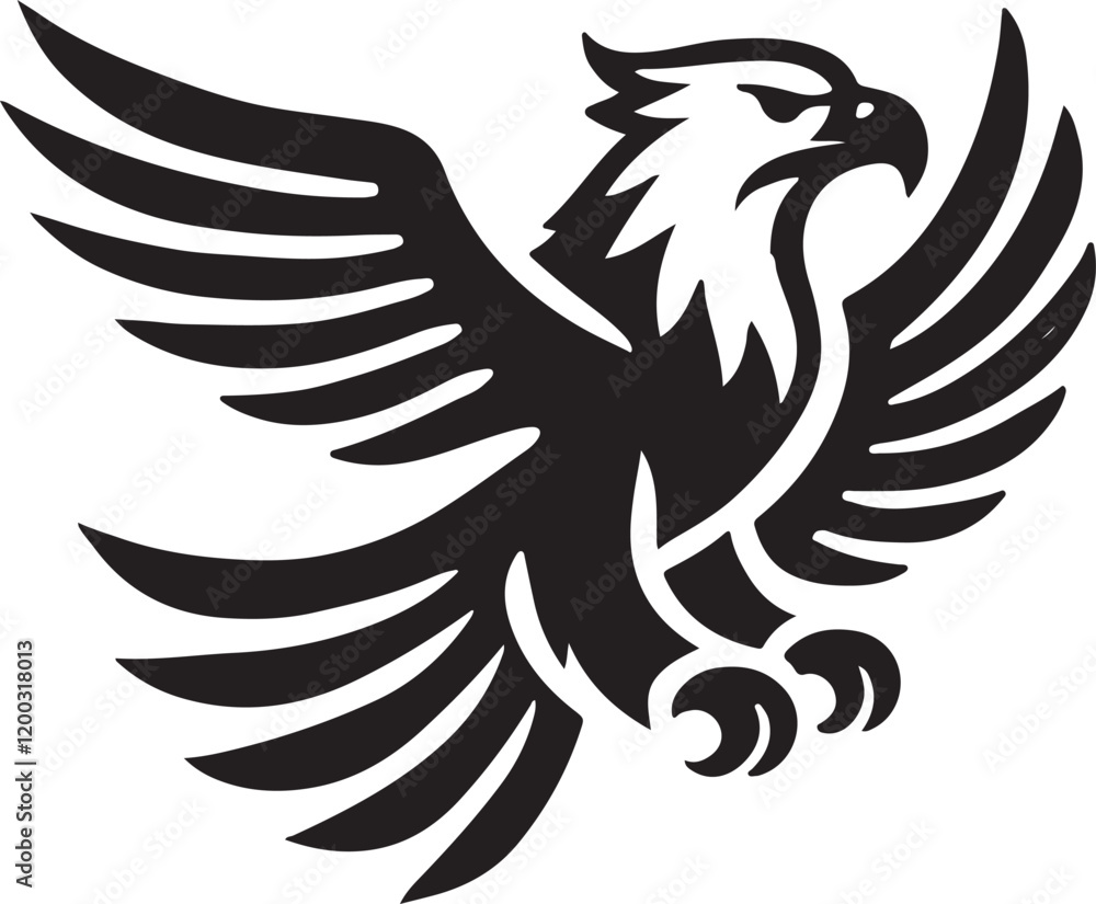 Obraz premium Eagle icon silhouette vector with white background