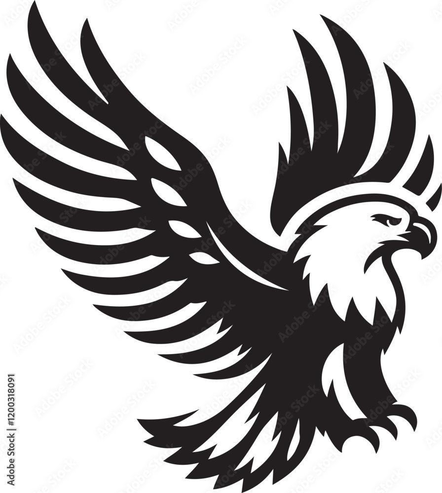 Fototapeta premium Eagle icon silhouette vector with white background