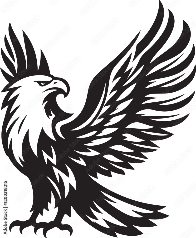 Obraz premium Eagle icon silhouette vector with white background