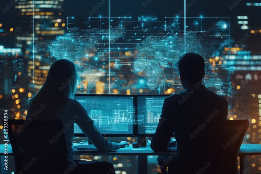 Global business, Digital organization. Business team working with global network connection and data exchange Global business, Digital organization. Business team working with global network connection and data exchange