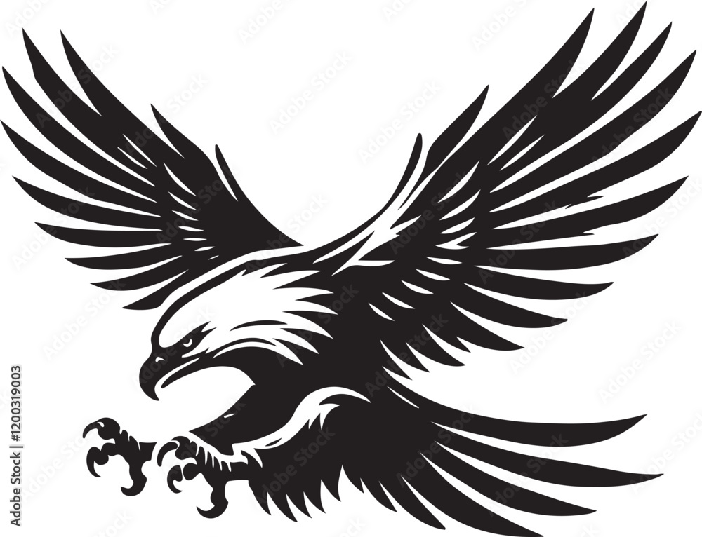 Obraz premium Eagle icon silhouette vector with white background