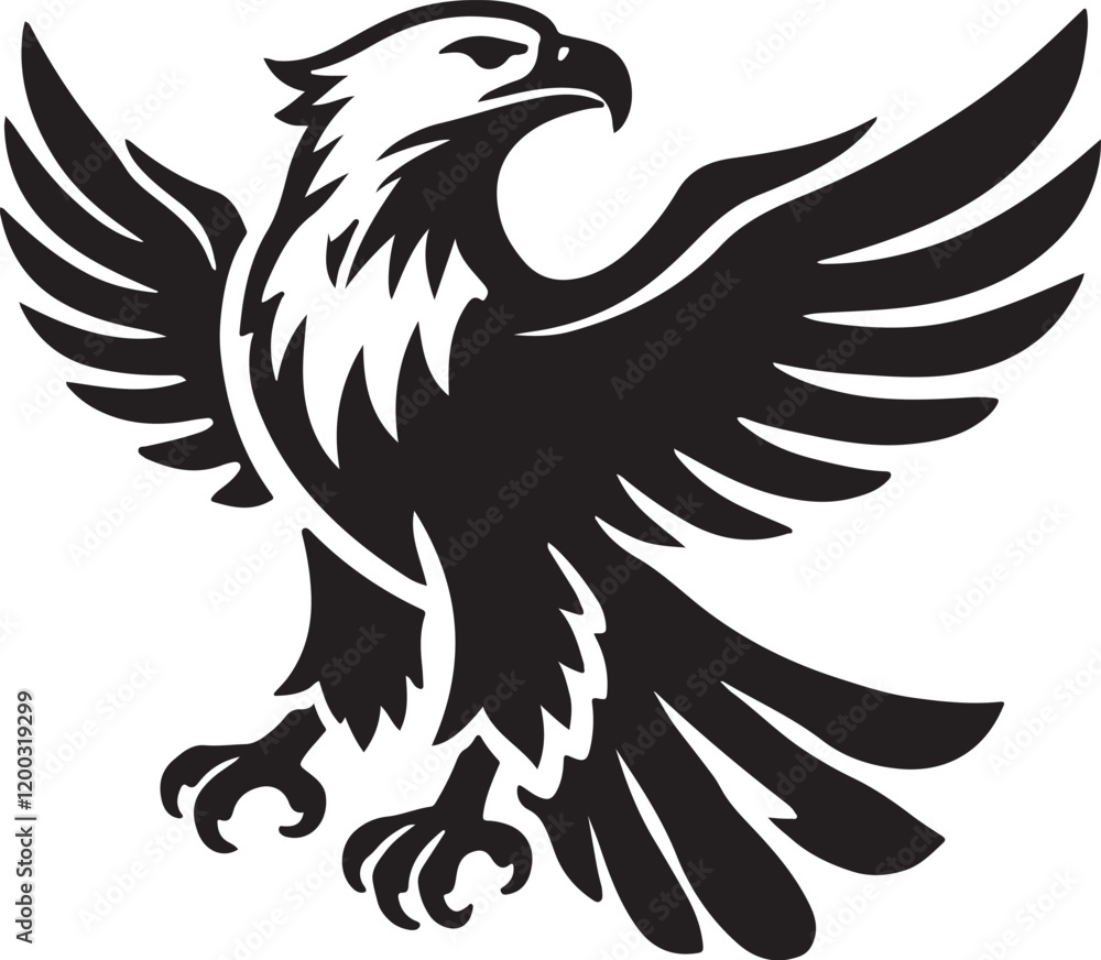 Obraz premium Eagle icon silhouette vector with white background