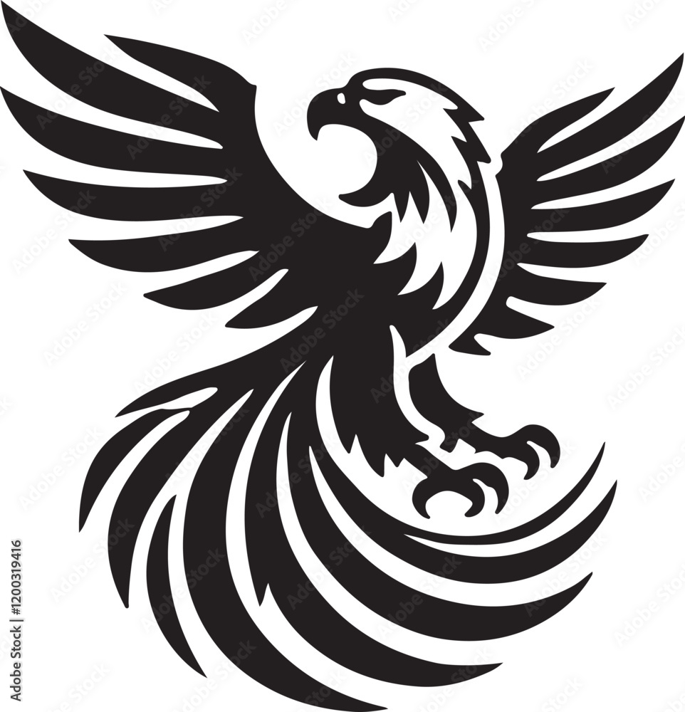 Obraz premium Eagle icon silhouette vector with white background