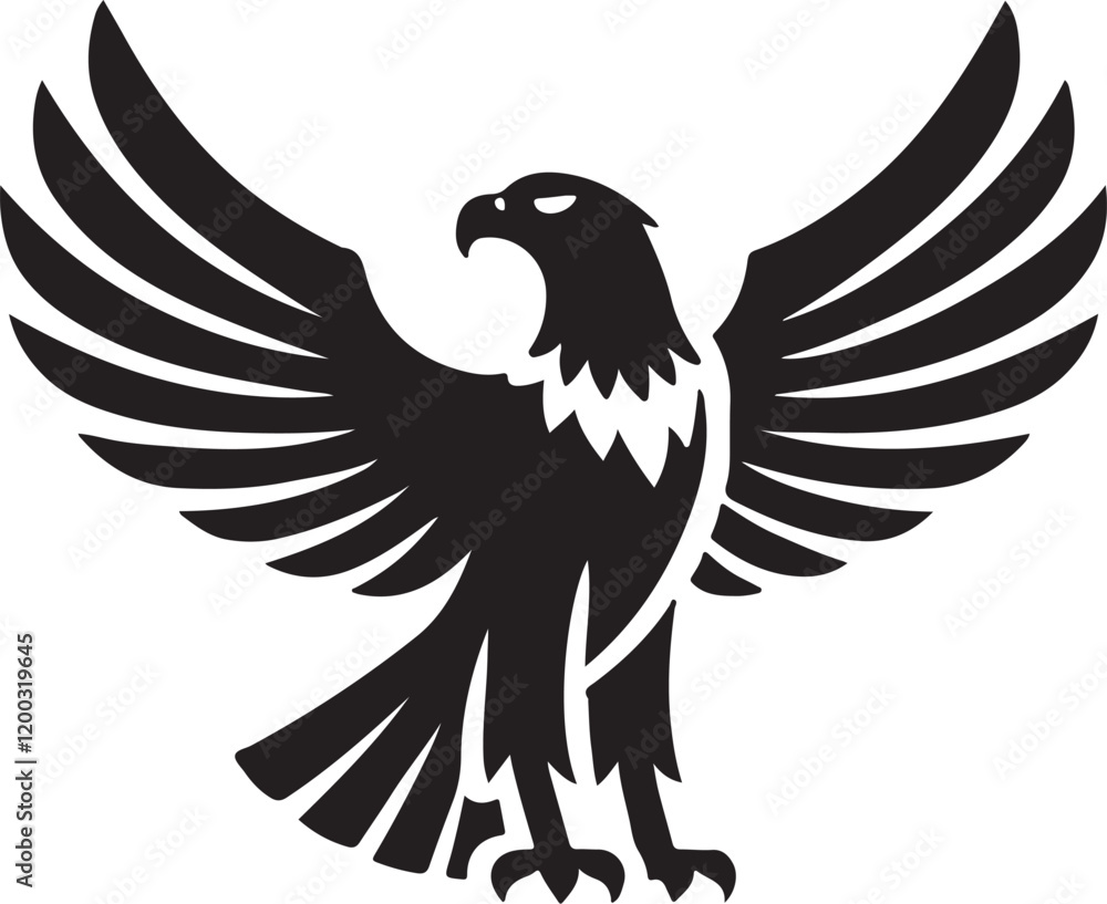 Obraz premium Eagle icon silhouette vector with white background