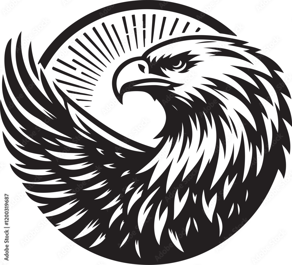 Fototapeta premium Eagle icon silhouette vector with white background