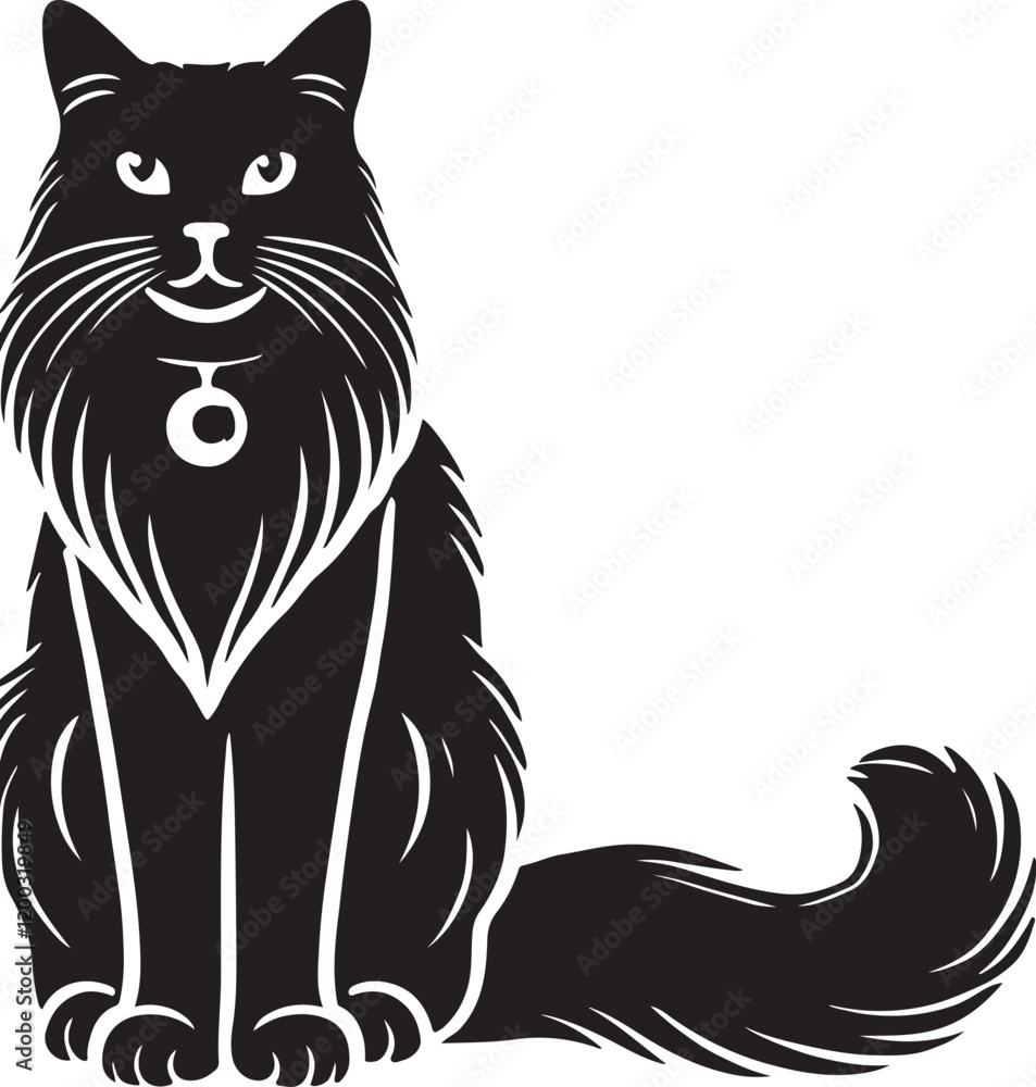 Obraz premium Beautiful Cat icon silhouette vector with white background