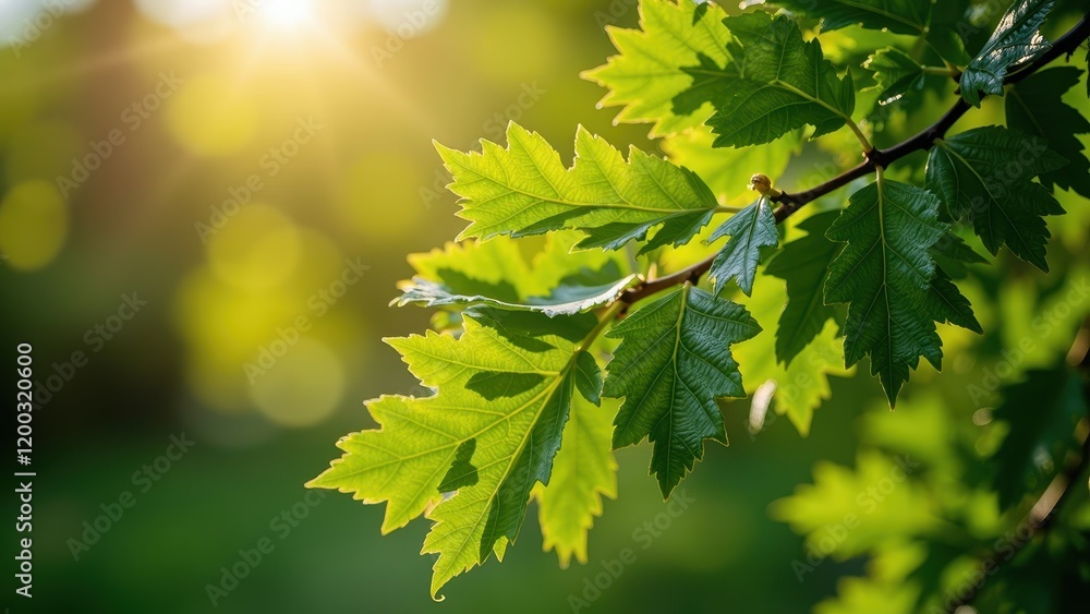 Verdant tree branch, lush green leaves unfurling, cascading elegantly from the right, casting a natural tapestry against the outdoors. More foliage hints beyond. Verdant tree branch, lush green leaves unfurling, cascading elegantly from the right, casting a natural tapestry against the outdoors. More foliage hints beyond.