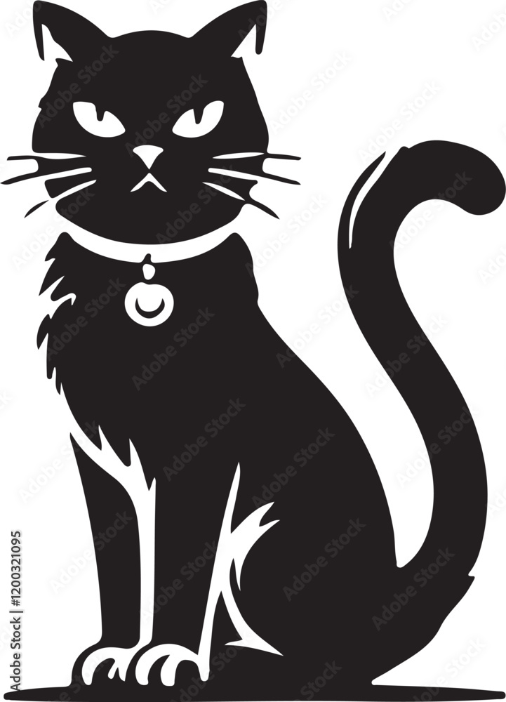 Fototapeta premium Beautiful Cat icon silhouette vector with white background